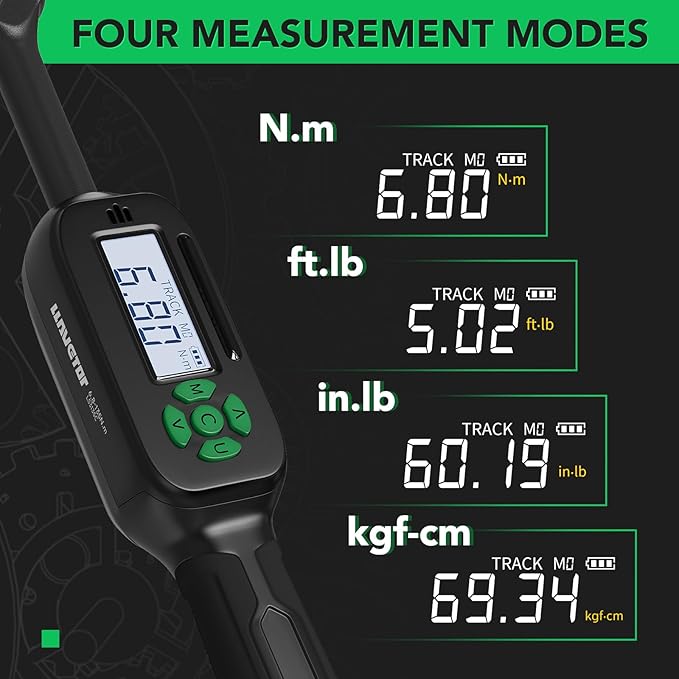 Digital Torque Wrench 5-99.5 ft-lbs./6.8-135Nm, 3/8 Inch Mini Electronic Wrench With Preset Value, 2% Accuracy, Buzzer and LED Notification