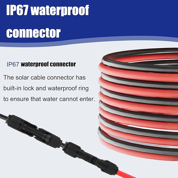 Solar Double Cable Entry Gland, Waterproof Junction Box Connector with 10ft 10AWG Solar Cable for RV Boat Camper Van Building Garage Shed Roof Panels