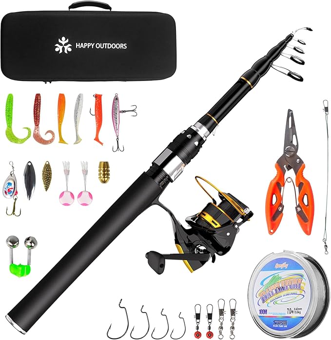 All-in-One Telescopic Fishing Rod Reel Combo Kit - 100M Line, Lures & Case for Saltwater/Freshwater