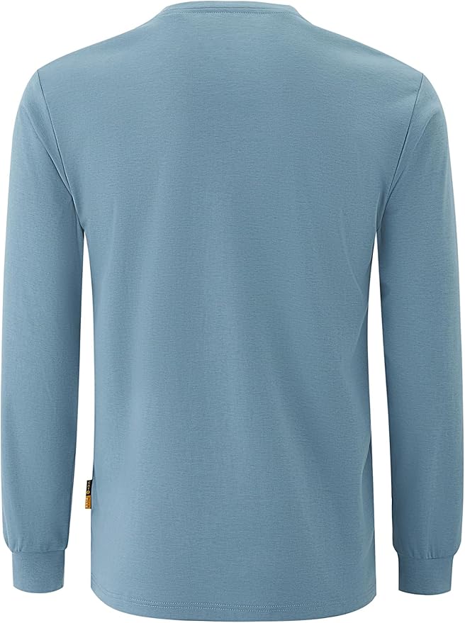 WORKWEYA Men's FR Shirts 6.5oz Lightweight Long Sleeve Flame Resistant T-Shirt NFPA 2112/CAT2