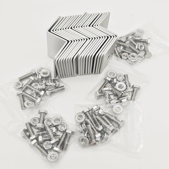 20 Units Solar Panel Z Brackets Mount Mounting Kits with Nuts and Bolts for RVs, Trailers, Boats, Yachts, Wall and Other Off Gird Roof Installation Silver 5 Sets