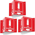 Faittoo Fire Extinguisher Sign, Fire Extinguisher with Down Arrow - 3 Pack 6 x 8 Inches V-Shaped Acrylic Plastic, 4 Pre-Drilled Holes, Includes Matching Screws, Use for Home Office/Business