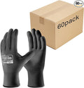 COOLJOB 60 Pairs Safety Work Gloves Pack Bulk with Grip PU Coating, 13 Gauge Seamless Knit Gloves with Polyurethane Dipped for Warehouse Working, Breathable Lightweight for Men Women, Black Medium