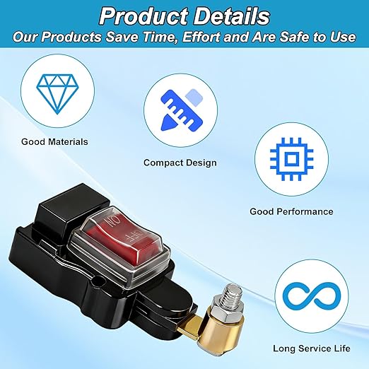 Car Battery Power Cut-Off Switch Breaker, Stable Transmission Pure Copper High Conductivity Disconnect Switch Smart Car Battery Disconnect Switch 12v-24v for Boat Rv Car Truck Supplies