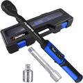 1/2" Digital Torque Wrench 1.5-99.56 Ft-lb (2-135 Nm), Electronic Inch Pound Torque Wrench with 3/8" Adapter, 5 Units ±1% Accuracy with Buzzer & LED Alerts for Car Bike Moto