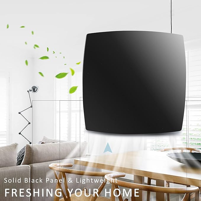 4in Black Bathroom Exhaust Fan for Window, 55CFM IPX4 ABS Plug-in Extractor Fan Attic Fan w/Anti-Backflow Damper for Toilet, Office, Kitchen, Garage (US Cord)