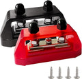 Ampper 1/4" Power Distribution Block Bus Bar 12V 150A, Dual Studs M6 Busbar Battery Junction Post Distribution Block with 1 x M4 Screw Terminal (Red and Black)