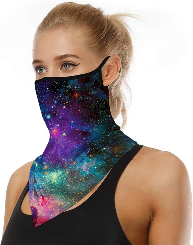 YAYOUREL Neck Gaiter Face Mask Bandanas for Men Women UV Face Scarf Cover Ear Loop Hole Facemask for Fishing Running Cycling