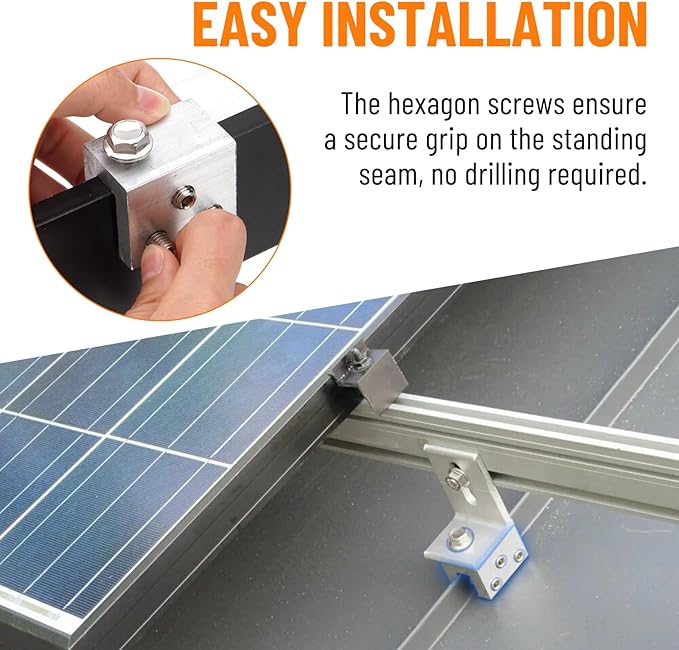 12PCS Standing Seam Roof Clamps, Metal Roof Fixing Clamps, Racking Bracket for Solar Panel Module Installation, Starlink Base, Heat Cable and Snow Guard Attachment
