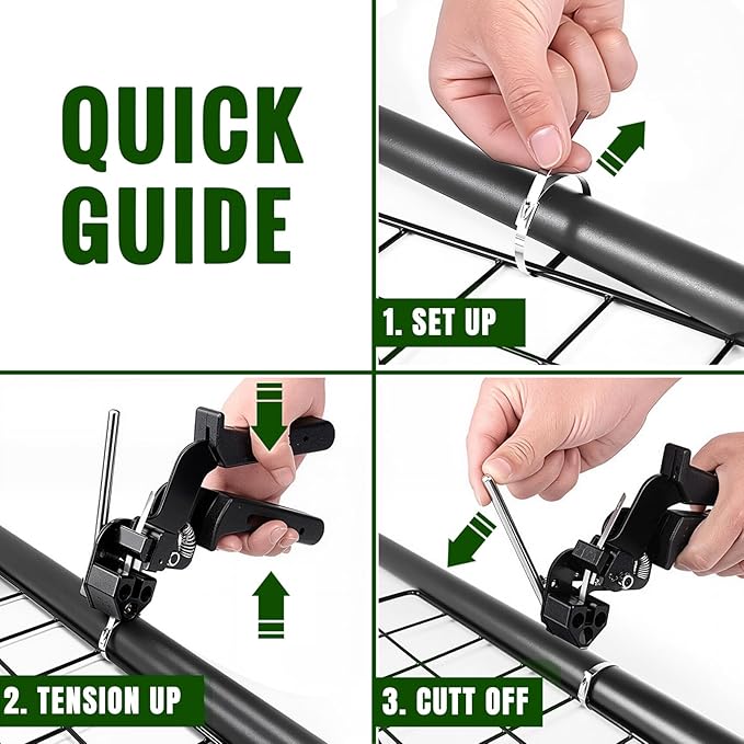 Stainless Steel Cable Tie Gun with Metal Zip Ties, for Fastening and Cutting Metal Cable Ties, 100pcs 11.8inch Stainless Steel Zip Ties heavy duty for Chain Link Fence, Exhaust Pipe Outdoor