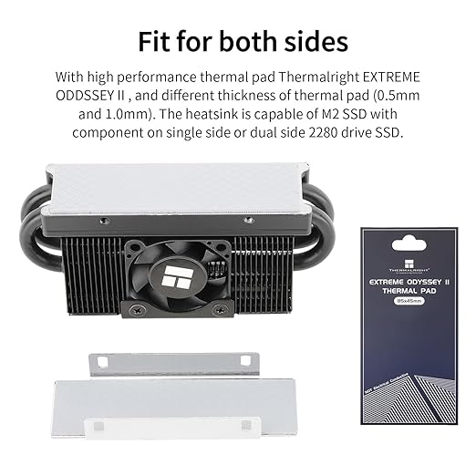 Thermalright HR10 2280 PRO Black SSD Heatsink Cooling,Double-Sided Heat Sink, with Small and High Speed PWM Fan,Thermal Silicone Pad for 2280 SSD PC and Computer,Desktop High Performance SSD Cooler