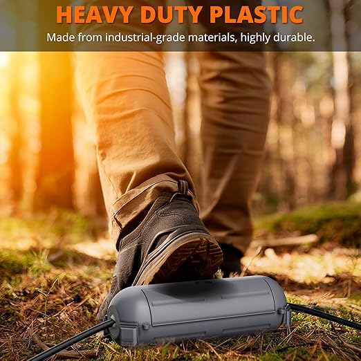 QUOBAS 2 Pack Small Outdoor Extension Cord Cover, Waterproof Electrical Box for Outdoor Outlets, Plugs, Holiday Christmas Lights, Power Tools, Gray