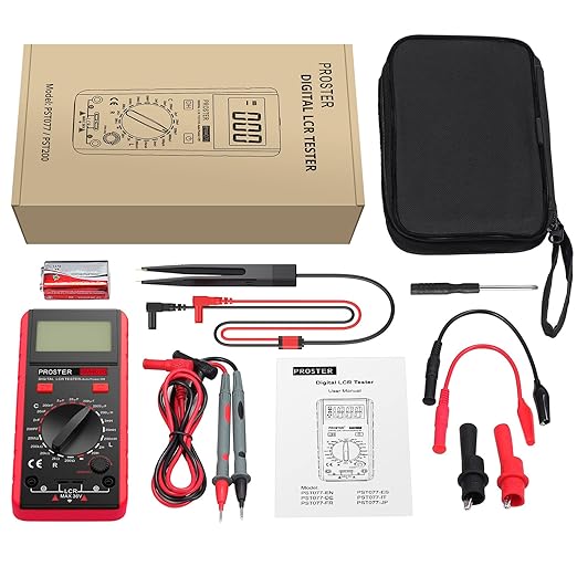 Proster LCR Meter - Capacitance Inductance Resistance Tester Multimeter Self-Discharge with Overrange Display