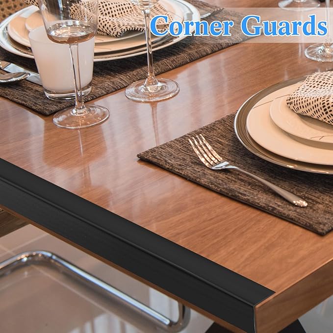 Sasylvia 10 Pcs 3/4 x 48 Inches Wall Corner Protector Guards with Self Adhesive, Black Vinyl Corner Shield Trim Molding Plastic for Furniture Door Tables Cabinet Edge, Avoid Scratching, Easy Install