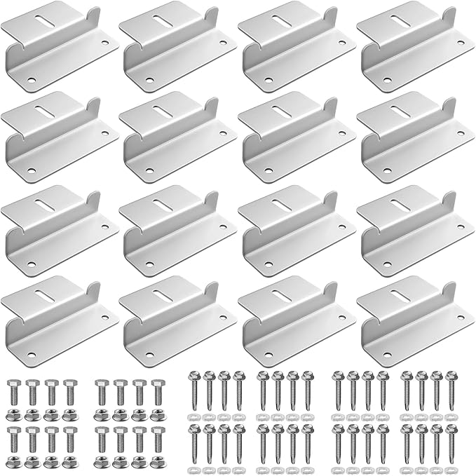 Anbte 16PCS Solar Panel Mounting Z Brackets, Aluminum Solar Panel Mounting Bracket 304 Stainless Steel Screws, Stable, Rust - Resistant, Easy Install for Roof, RV, Boat, Yacht, Silver