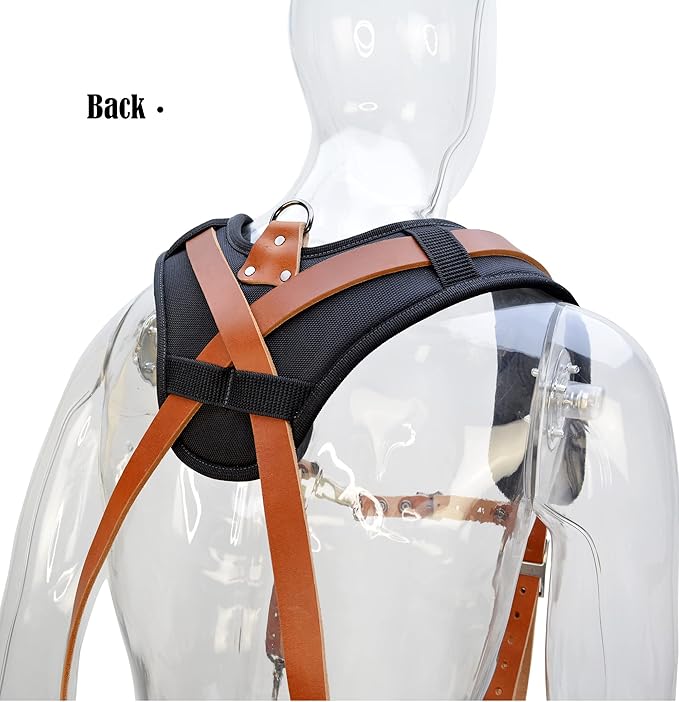 WELKINLAND Top-Grain Tool Belt Suspenders for Men, Heavy-Duty Tool Belt Suspenders, Construction Comfy Padded Tool Belts Suspender