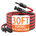 10AWG Solar Extension Cable with Pair of Connectors Solar Panel Adaptor Kit Tool, Solar Panel Extension Cable,10 Gauge Wire,Red and Black(30FT Red + 30FT Black)