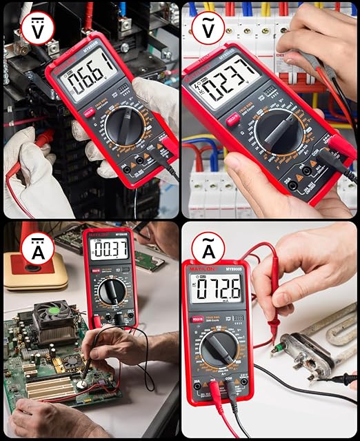 MY8906B Multimeter Tester TRMS Digital Multimeter 750V-1000V Measures DC/AC Voltage DC/AC Current Resistance Continuity Diodes Frequency Transistor HEF NCV Live Wire Detection