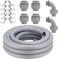 Liquid-Tight Conduit Connector Kit,Flexible Non Metallic Liquid Tight Electrical Conduit Kit,Waterproof Outdoor Electrical Conduit Pipe,Straight/Angle Fittings,Clamps (1-1/2 in x 25 ft)