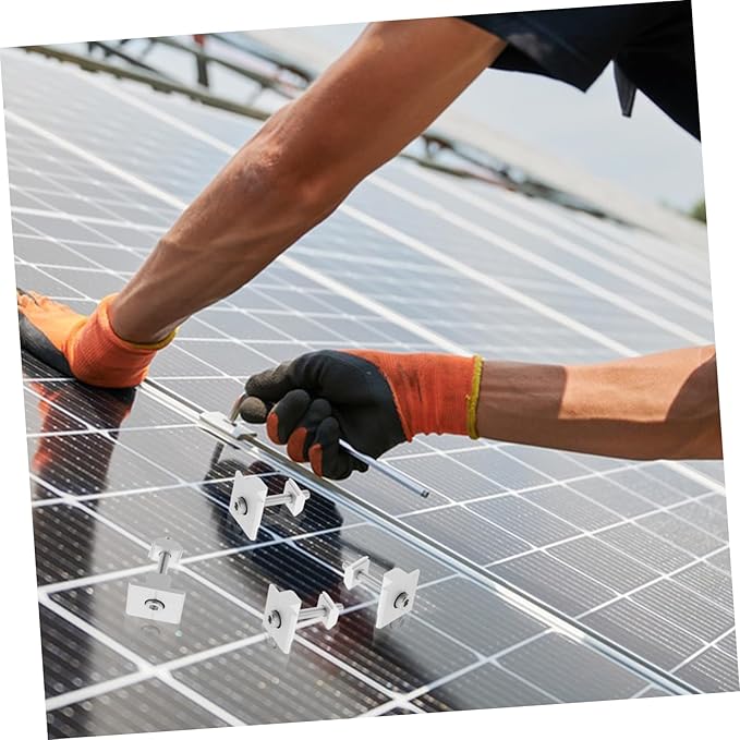 4pcs Aluminum Alloy Solar Panel Mid Clamps with Bolts and Washers for Secure Mounting Fit for Various Solar Installations Easy Installation and High Precision Design
