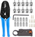 1Set BNC Crimp Tool, Rotary Coaxial Cable Stripper for RG58 with 10pcs BNC Plug Crimp Connector Set