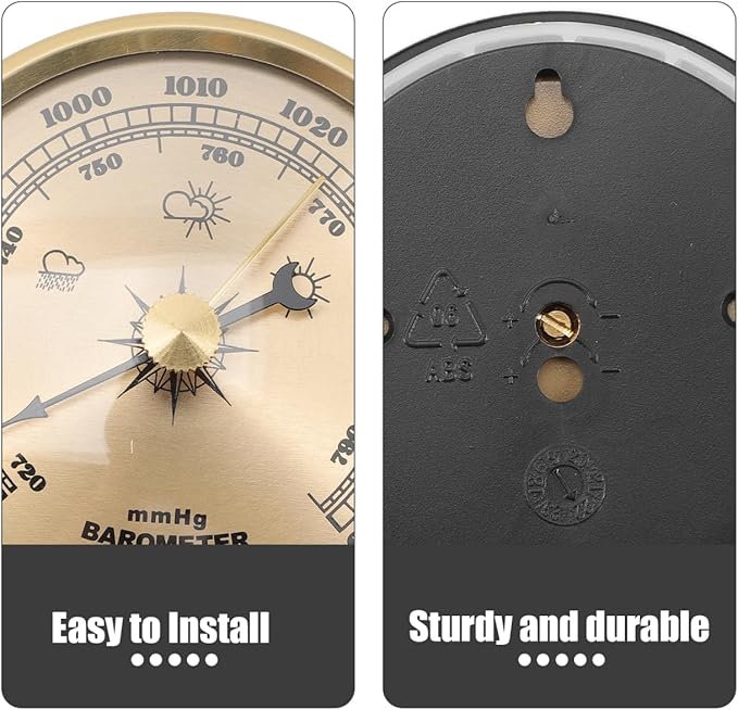 Cabilock High Precision Aneroid Barometer for Home Use Adjustable and Calibratable Dial Type Barometer for Accurate Weather Monitoring and Indoor Humidity Measurement