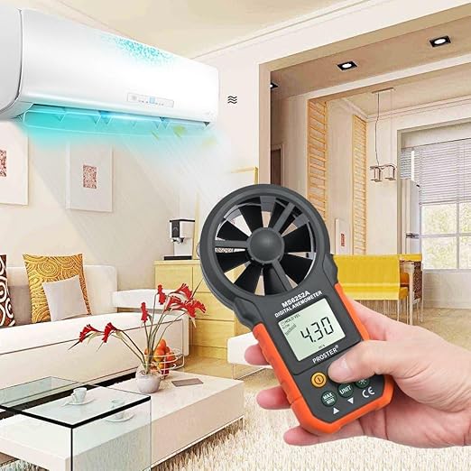 Proster Handheld Digital Anemometer - Portable Wind Speed Meter CFM Meter Wind Gauge Air Volume Measure with LCD Backlight for Outdoors Sailing Surfing Fishing