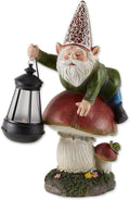 Zingz & Thingz Day & Night Garden Décor Solar Statue Figurine, 5.5x8.5x13, Gnome Mushroom