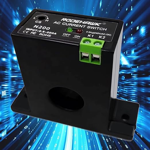Current Sensing Relay AC Current Sensing Switch 0-200A Normally Closed Current Sensor Monitoring Relay (N200)