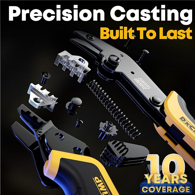 Crimping Tool For Spade Kit with Wire Stripper — Ratcheting Crimper Wire Terminal Crimper for 24–14 AWG Spade & Open Terminals and Electrical Wire Connectors, for Auto, Marine, Appliance, DIY