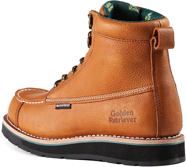 Golden Retriever 6''Composite/Soft Toe Work Boots For Men,Waterproof Wedge Moc Toe, Oil/Slip Resistant, Leather Welt, Industrial Construction Durty work Boots,EH G6155-G6255-G6355