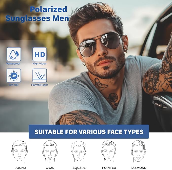 Bio-th Night Driving Glasses Anti Glare, Polarized Night Vision Glasses for Driving, HD Yellow Tint Lens for Rain, Fog & Dark