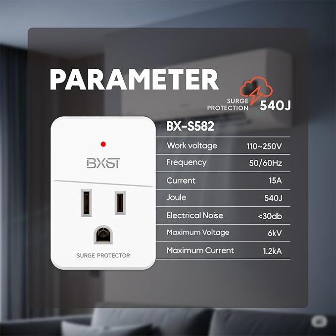 BXST Single Outlet Surge Protector, Mini Surge Protector for Refrigerators, PC, TV and Home Appliances, Flat Plug Wall Mount Power Suppressor with LED Indicators, 15A, 1800W, 120V, 4 Pack