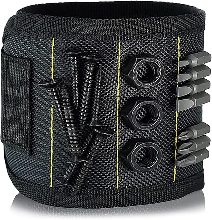 Magnetic Wristband for Tool Father Colleague with Magnets Adjustable Size Suitable for Fixing with Screw Nails Wrenches