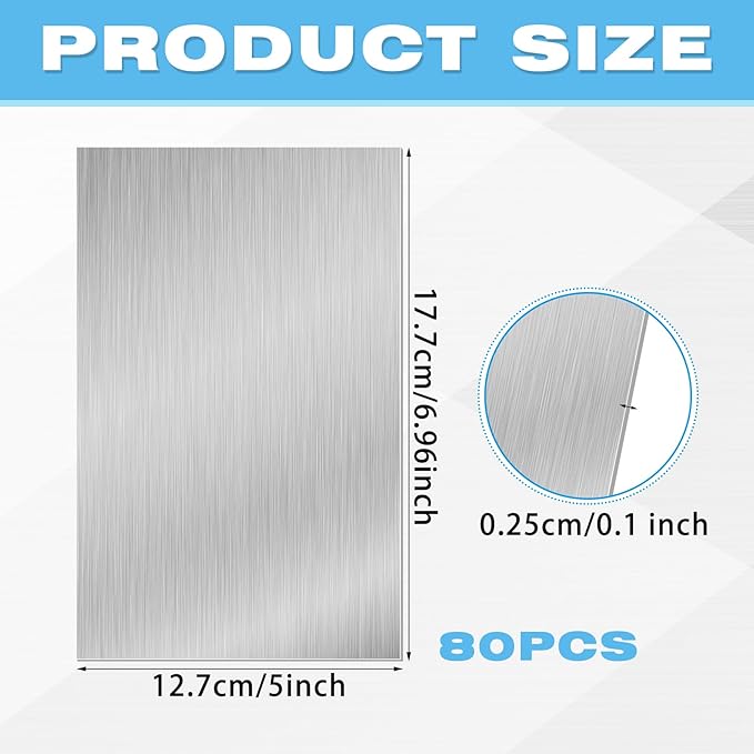 Therwen 80 Pcs 5 x 7 Inch Flashing Aluminum Sheet Roof Flashing Metal Roof for Shed Weatherproofing Areas Around Chimneys or Skylights (Silver)