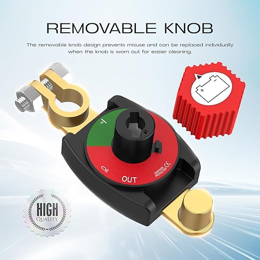 Top Post Battery Disconnect Switch, CNAODUN Battery Disconnect Switch12-48V, Car Battery Disconnect Switch for Car RV Boat and Vehicle(On/Off) Knob Removable