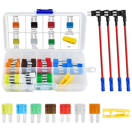 MuHize Micro2 Fuse Tap Add-a-Circuit Kit - 70 Pcs Total (60 Fuses 5A-30A + 4 Adapters) for Car Electronics, ATM Blade Fuse Standard, Compatible with Dash Cam/LED Lights/Audio System
