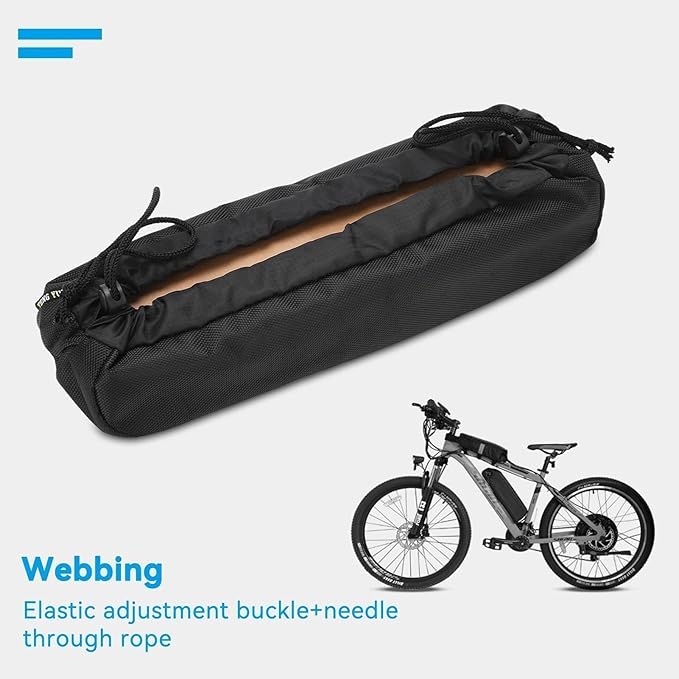 Ebike Battery Bag, Black Protective Cover Bicycle Li-ion Battery Protection Case Battery Waterproof Dustproof Anti Mud Scratches Rain Snow Liion Protective for Rectangular Batteries (Black)