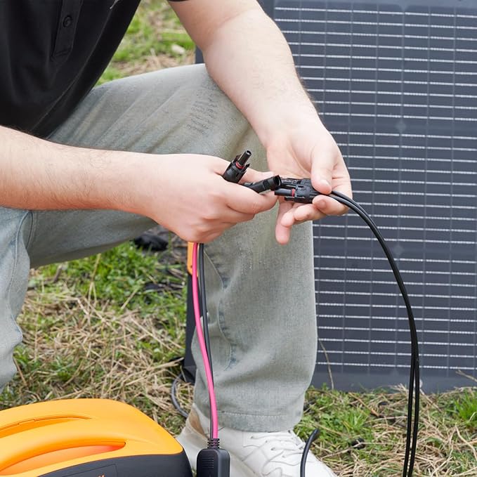 NECESPOW Solar Connector to DC 8mm Adapter Cable, Solar Panel Cable Cord with DC8020 DC7909, 14AWG Solar Charging Cable for Portable Power Station Generator