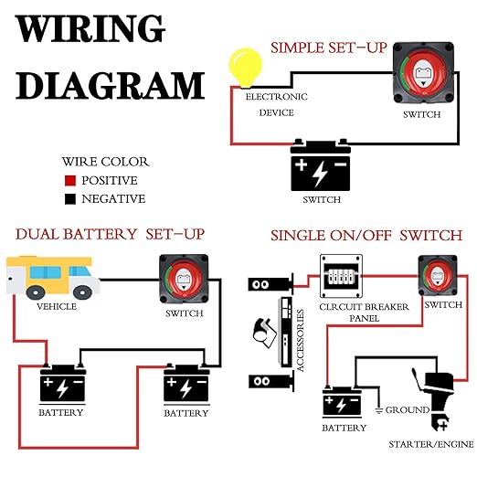 Battery Disconnect Switch 12V 24V 48V Master Isolator Cut Off Switch for Marine Boat Car Truck Camper RV Trailer Vehicles Engine Application (On/Off)