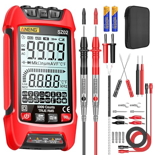 ANENG SZ02 Multimeter,Digital Voltage Tester Meter,TRMS 9999 Counts Voltmeter Measures ac/dc Current,Voltage,NCV,Resistance,Continuity,Capacitance,Diodes,Auto-Ranging Ohm,Amp Electrical Tools