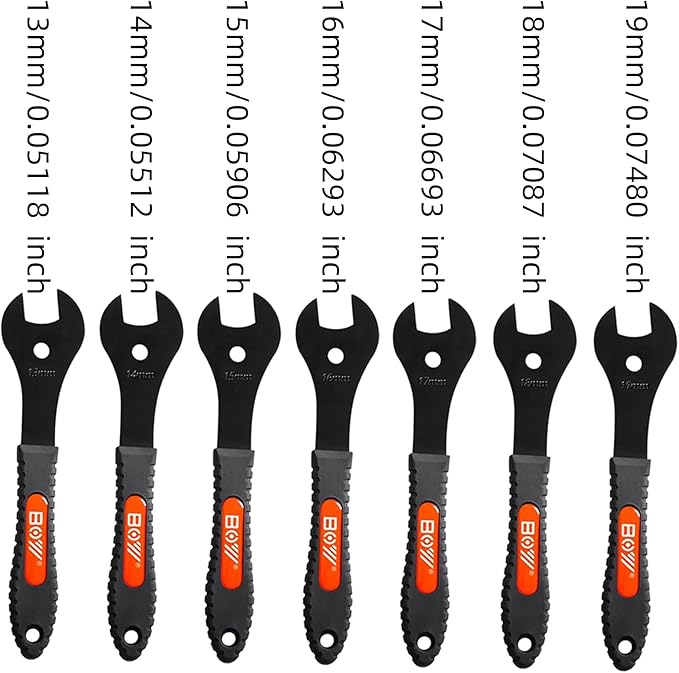 Bike Cone Wrench Set Tool, Bicycle Wheel Hub Axle Nut Install Remover Cycling Spanner Hub Repair Removal Tool Black (Newboy-Wrench13-19mm 7PCS)
