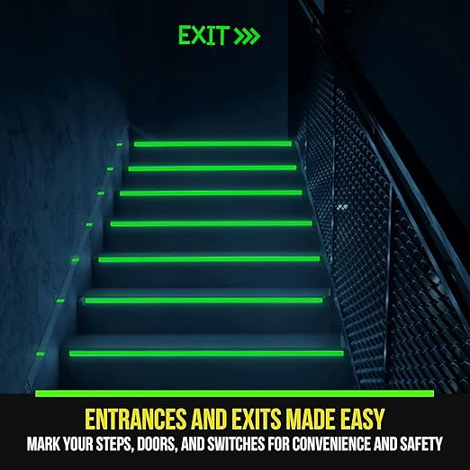 Lockport Glow in The Dark Tape - 30 Ft x 1 in - Bright - Rechargeable - Reflective - Glow Tape in The Dark - Halloween Decoration, Christmas Decor, Night Decorations, Home Marking, Stairs, Exit Sign