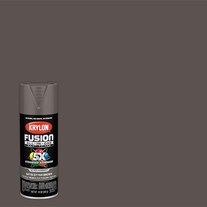 Krylon Fusion All-In-One Adhesive Spray Paint for Indoor/Outdoor Use, 12 oz, Otter Browm