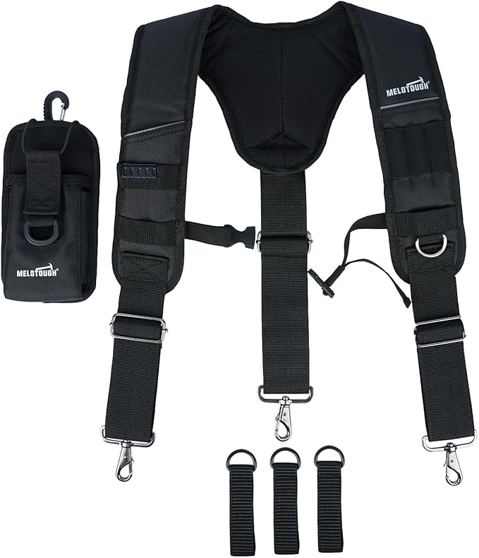 MELOTOUGH Tool Belt Suspenders Work Belt Suspenders for Men Big and Tall Construction Bag Suspenders Padded Work belt for Carpenter/Electrician/Roofing/Farmer work(Y Back)