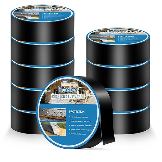 Joist Tape for Decking 2''×50',10 Pack Weather-Resistant Deck Joist Tape,Waterproof Seal Antiseptic Butyl Joists Tape,Self-Adhesive Flashing Joists Tape for Wood Decks Beams Roof