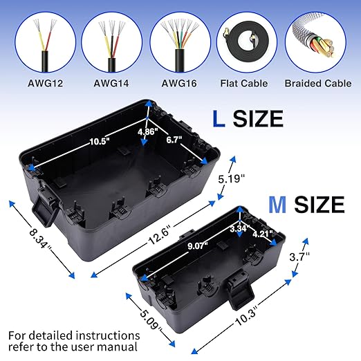 Large Outdoor Electrical Box Waterproof (13''X 8''X6''),Extension Cord Cover,Weatherproof Electrical Box,Outlet Cover,Protect Plug, Socket, Power Strip,Light Decoration,LAN Routers or Complex Wiring