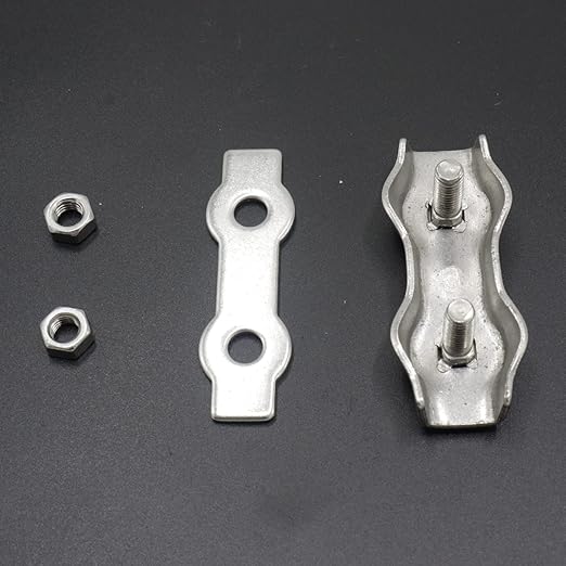 12pcs M5 Stainless Steel Duplex Wire Rope Clip Cable Clamp, Double Bolt Wire Cable Clamps, 2-Post Wire Rope Clip for 3/16 Inch Diameter Wire Cable