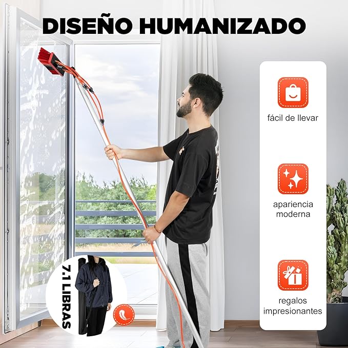 Window Cleaning Tool, Extendable Window Glass Cleaning Tool, Telescopic Roof Cleaning Long Handle Pole Cleaner Brush for Solar Panel, House Siding, Pool, RV,26.25Ft