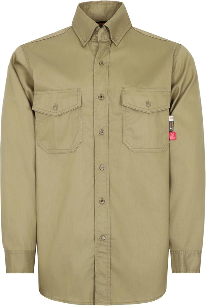 KONRECO FR Shirts for Men 6.5oz Lightweight Work Uniform Flame Resistant Welding Shirt/Water & Stain Repellent